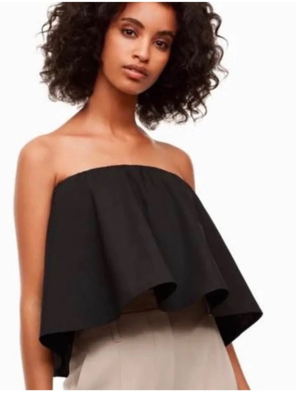 💜 Babaton Eckerd Blouse Black Off Shoulder Ruffle Top